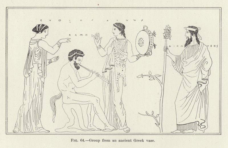 Antik bir Yunan vazodan grup (gravür) by (after) American School