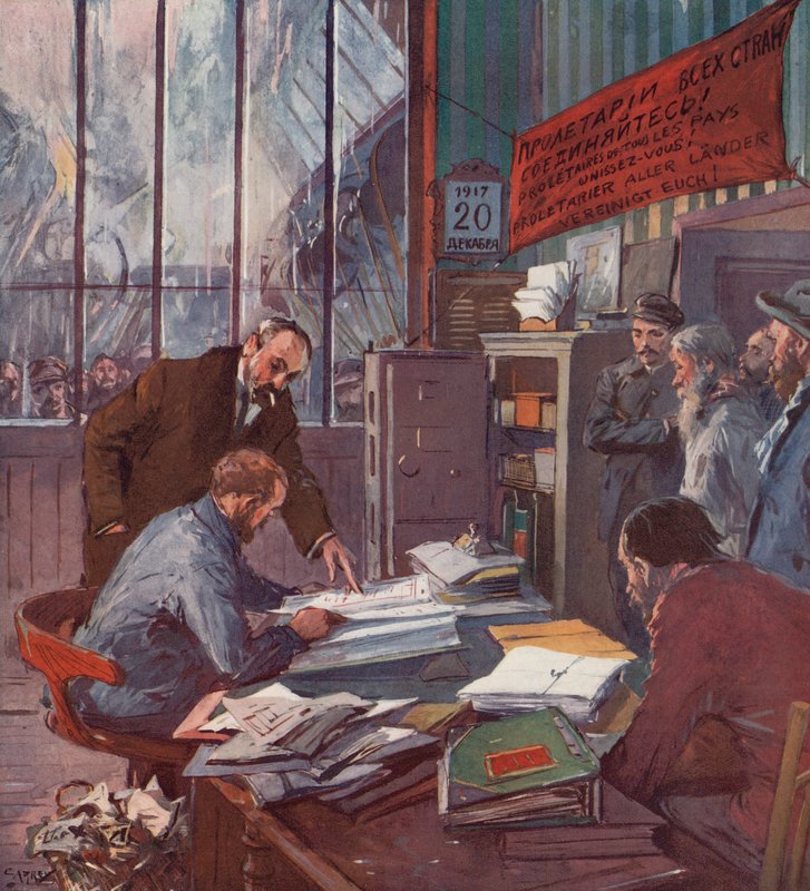 İşçi kontrolü altındaki fabrika, Rus Devrimi by (after) Carrey