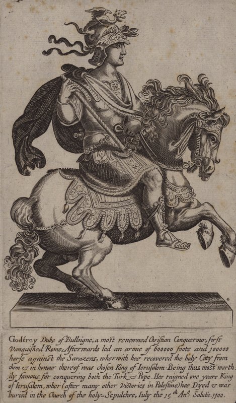 Godfrey of Bouillon, Fransız şövalyesi, Haçlı ve Kudüs Kralı (gravür) by (after) English School