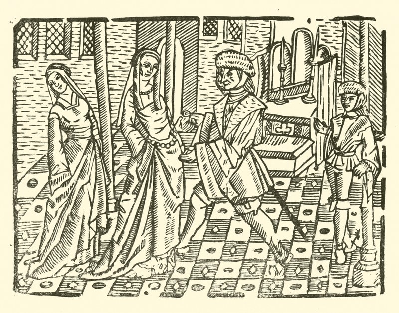 Roxburghe Baladları için İllüstrasyon (tahta baskı) by (after) English School