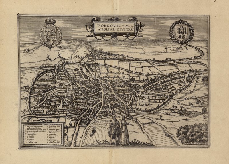 Norwich, Norfolk haritası (gravür) by (after) English School