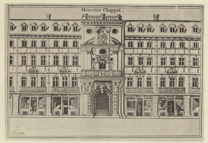 Mercers Şapeli, c 1694 (lito) by (after) English School