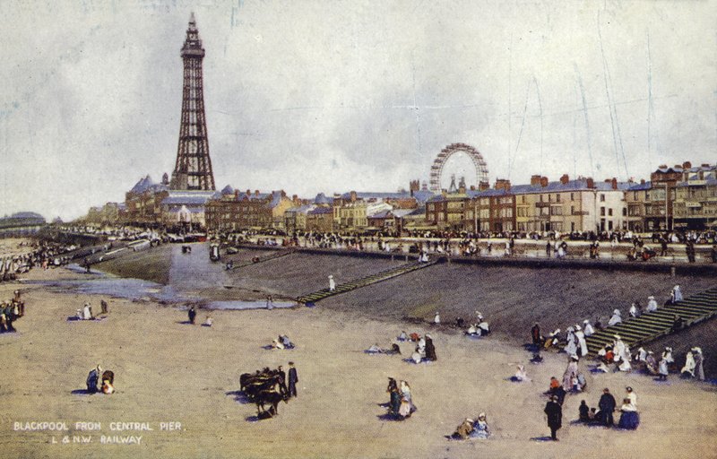 Central Pier'den Blackpool (renkli fotoğraf) by (after) English photographer