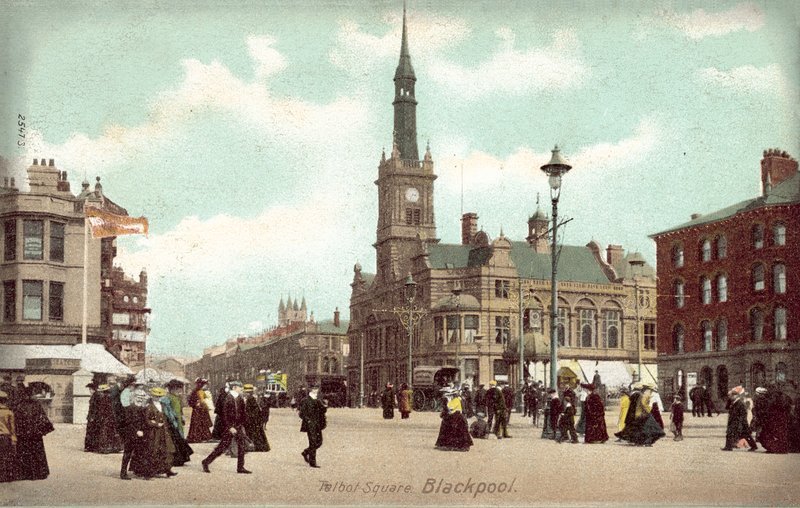 Talbot Meydanı, Blackpool (renkli fotoğraf) by (after) English photographer