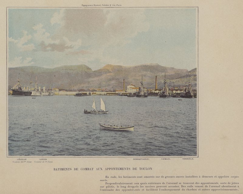 Toulon rıhtımlarındaki binalarla savaş (renkli fotoğraf) by (after) French Photographer