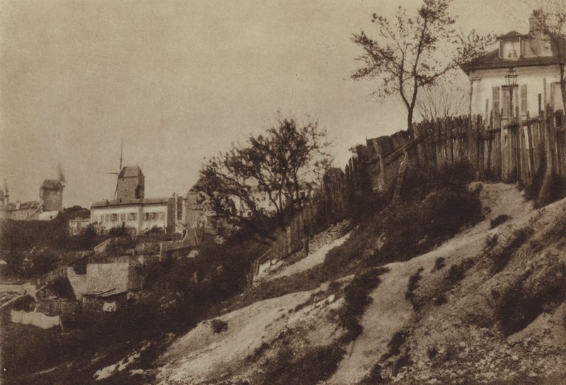 1860 civarında Blute-fin değirmeni ile Montmartre bahçeleri (s / b fotoğraf) by (after) French Photographer