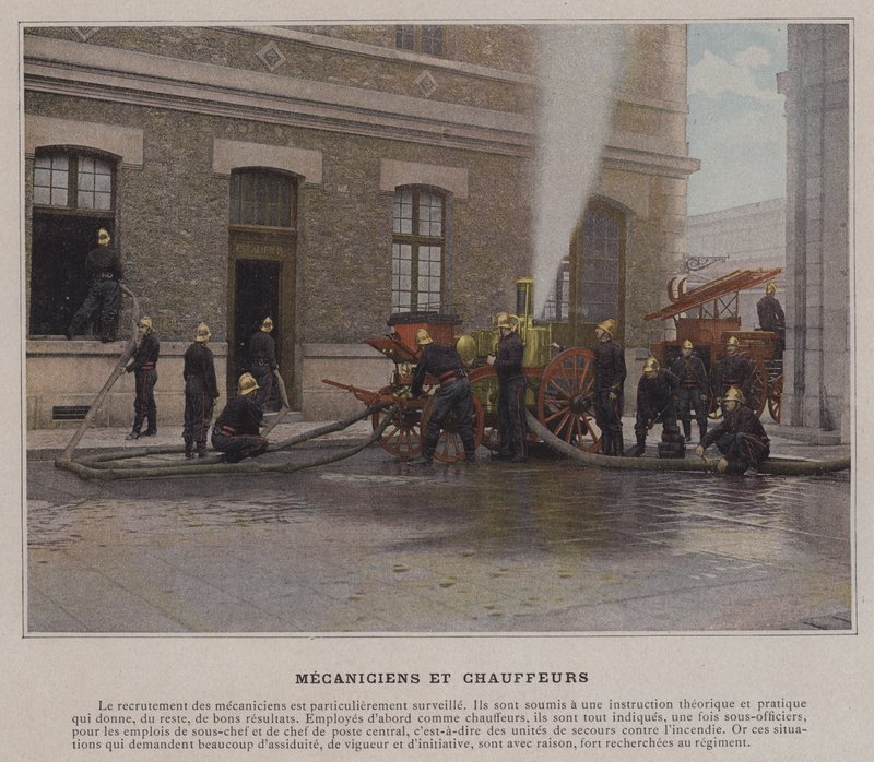 Mecaniciens et Chauffeurs (renkli fotoğraf) by (after) French Photographer