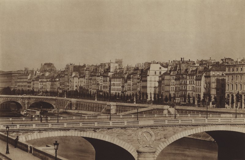 Quai de la Megisserie 1860 civarında, Chatelet tiyatrosu zaten inşa edilmiş (s/b fotoğraf) by (after) French Photographer