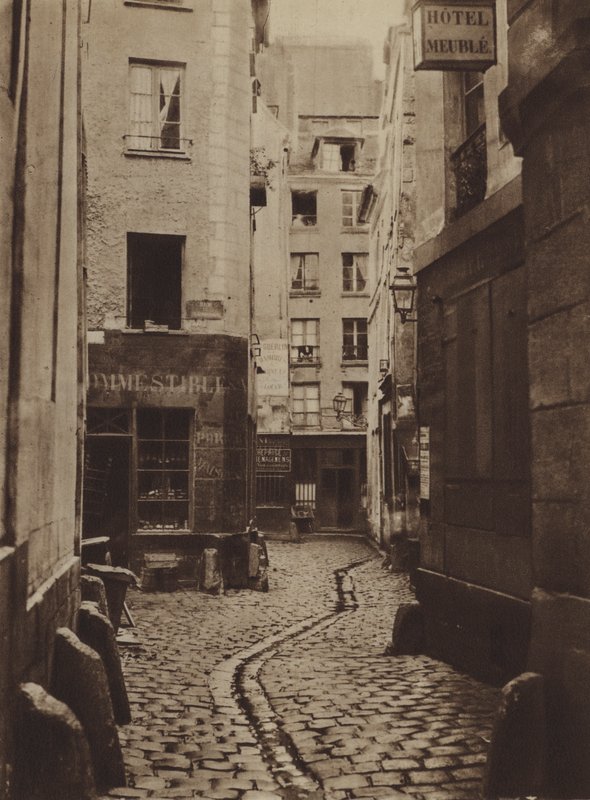 1865 yılında Rue des Trois-Cannettes, yeni Hotel-Dieu