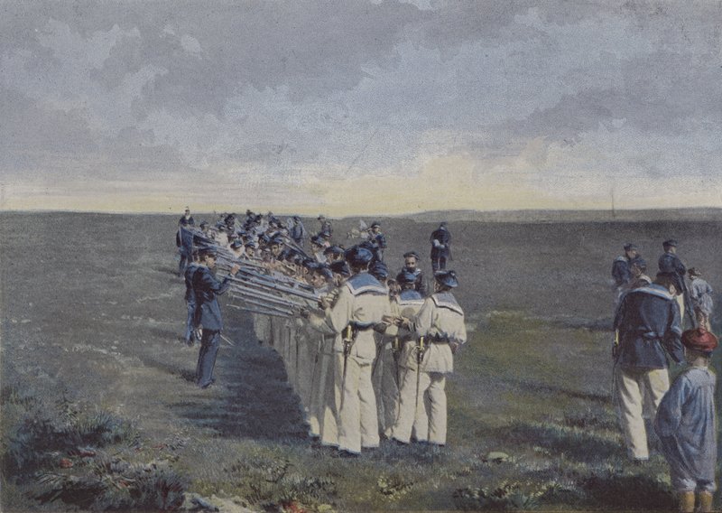 Ateş ettikten sonra silahların ziyareti (renkli fotoğraf) by (after) French Photographer