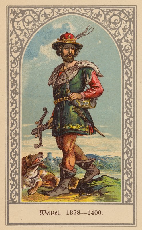 Wenceslaus IV, Bohemya ve Almanya Kralı (renkli litho) by (after) German School
