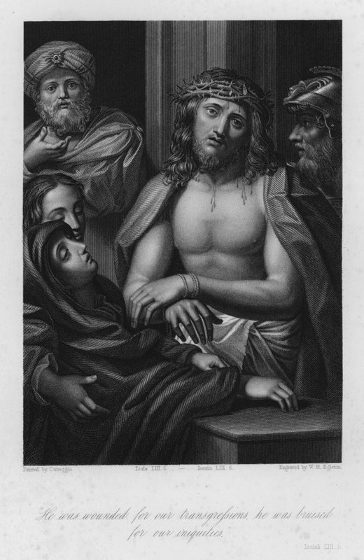 Dikenlerle taçlandırılmış İsa, İşaya LIII, 5 (gravür) by (c.1489 1534) (after) Correggio