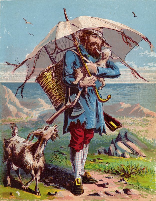 Robinson Crusoe için İllüstrasyon by American School