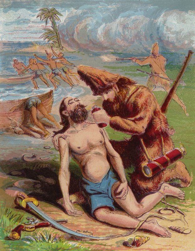 Robinson Crusoe için İllüstrasyon by American School
