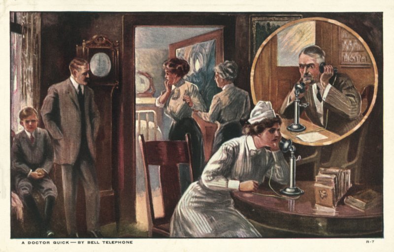 Kadın bir doktor telefon by American School