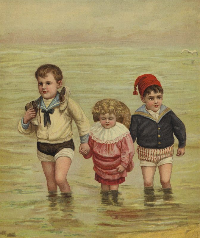 Sahilde kürek çeken çocuklar by English School