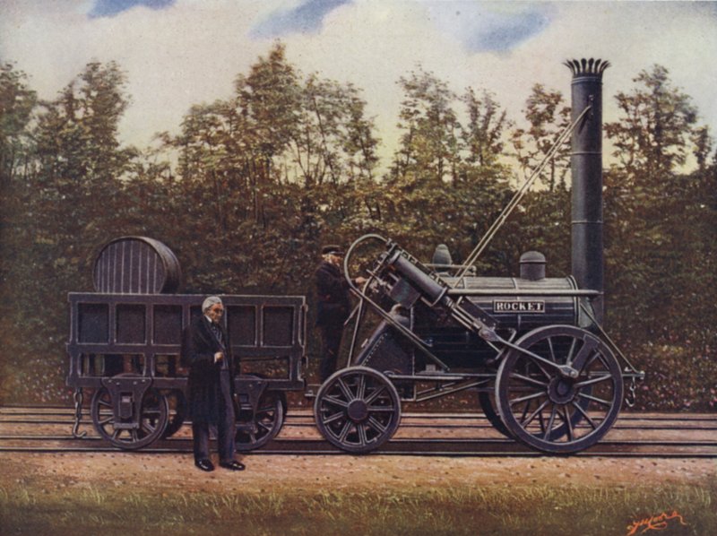 Roket ve tasarımcısı George Stephenson, İngiliz Demiryolları, Londra ve Kuzey Batı Demiryolu