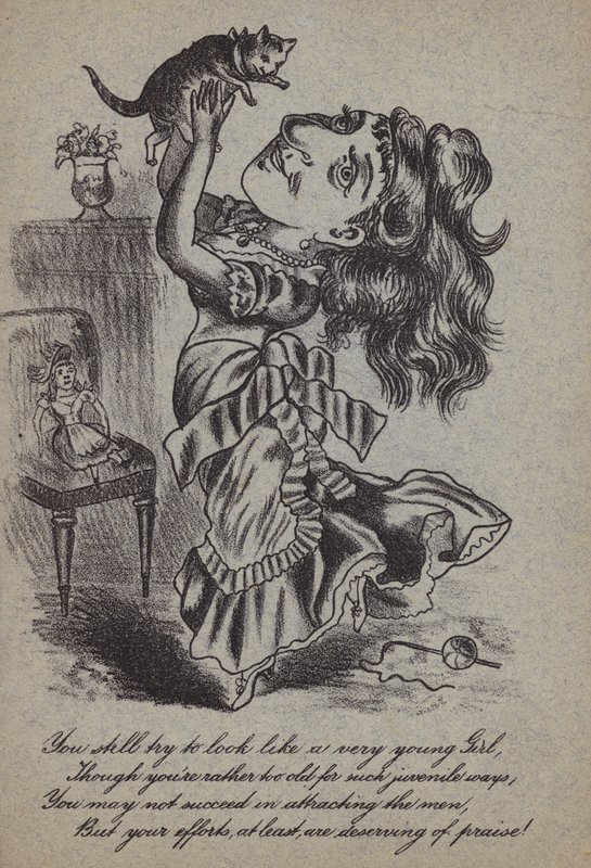 Woman holding a cat  by English School