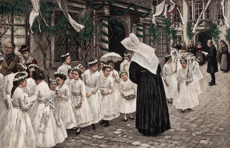Katolik Alayı (renkli fotoğraf gravürü) by European School