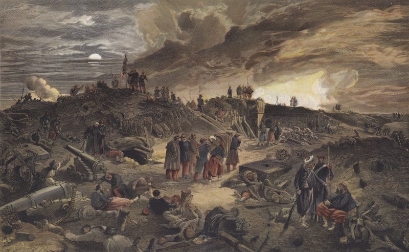 Fransızlar tarafından ele geçirilmesinden sonra Malakoff Redoubt kalıntıları, Sivastopol Kuşatması, 8 Eylül 1855 by European School