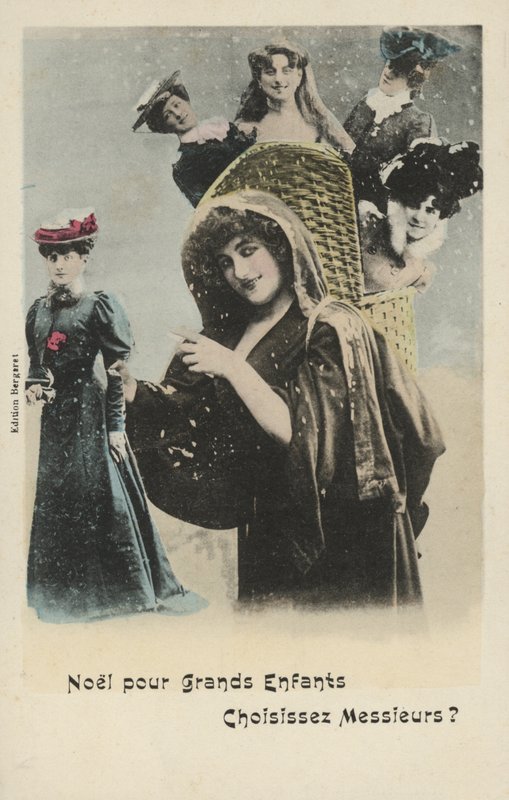 Bir sepet içinde kızlarla Noel kartı by French Photographer