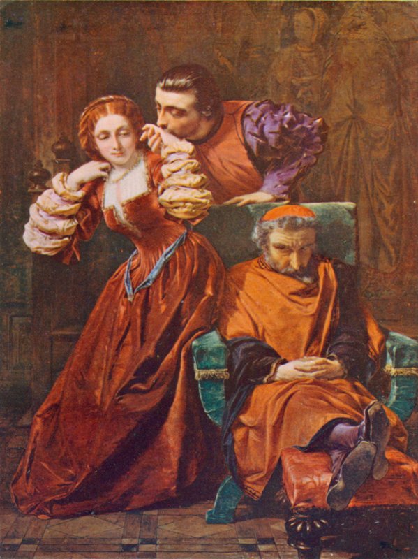 Shakespeare: Silvia ve Valentine, The Two Gentlemen of Verona, Act III, Scene 1 (renkli taş) by A. E. Elmore