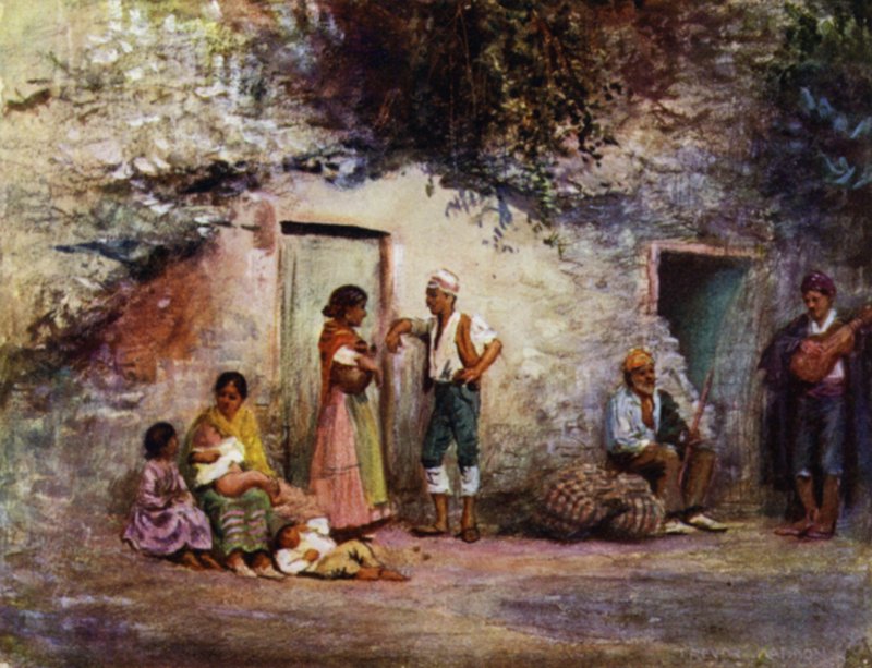 Granada, Çingeneler Mağaralarının Kapısında (renkli taş) by A. Trevor Haddon