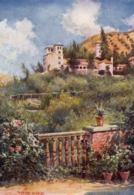 Granada, Generalife'ın Görünümü (renkli taş) by A. Trevor Haddon