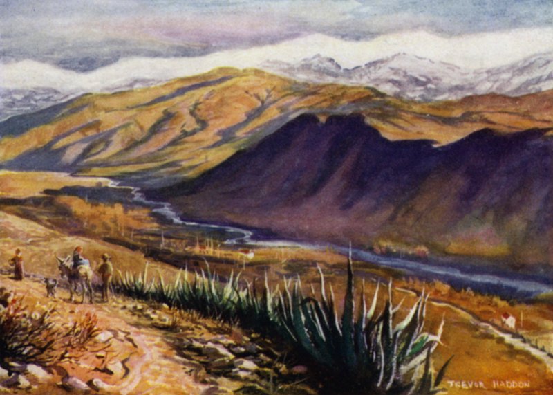 Granada, Sierra Nevada ve Genil Nehri'nin görünümü (renkli taş) by A. Trevor Haddon