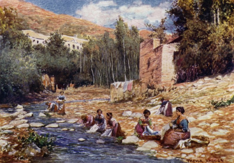 Granada, Darro Nehri Kıyısında Villalar (renkli taş) by A. Trevor Haddon