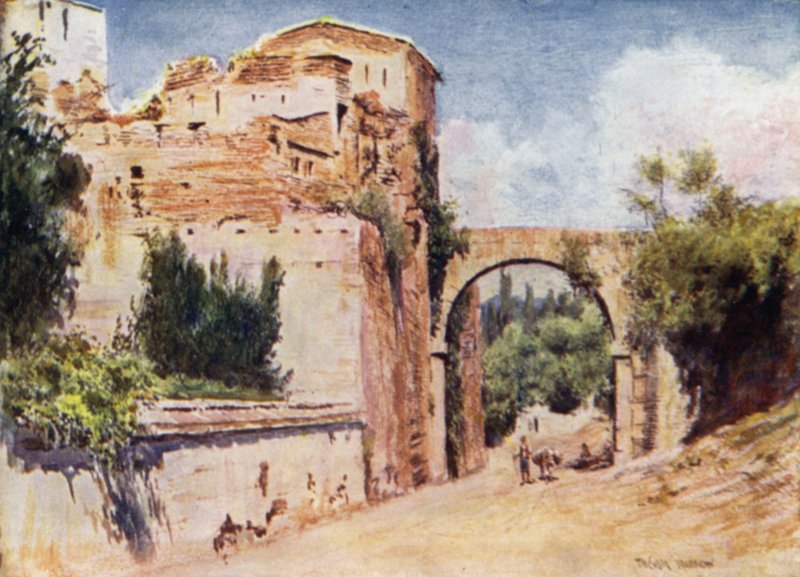 Alhambra, Kule ve Su Kemeri (renkli taş) by A. Trevor Haddon