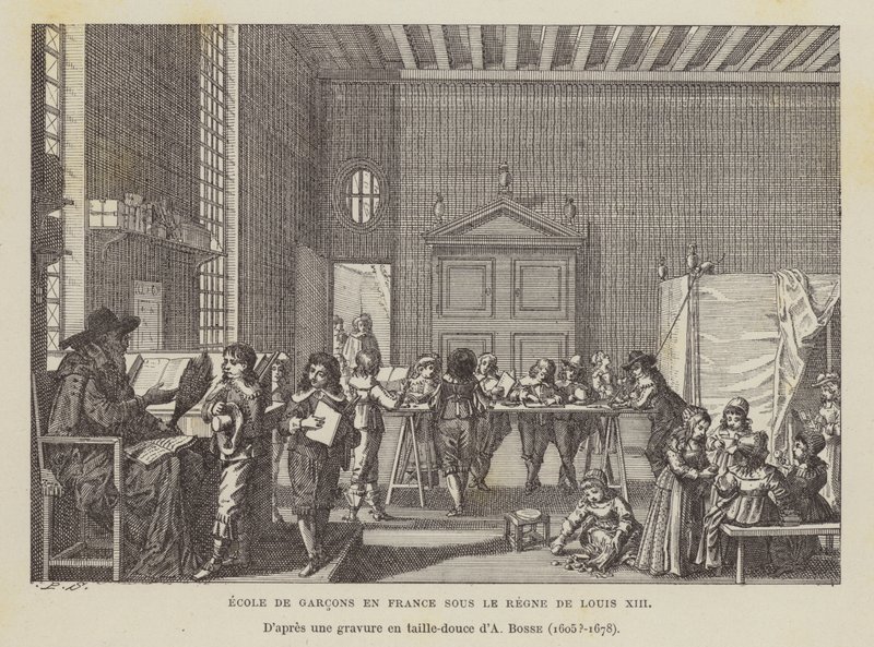 Louis XIII (litho) döneminde Fransız erkek okulu by Abraham (after) Bosse
