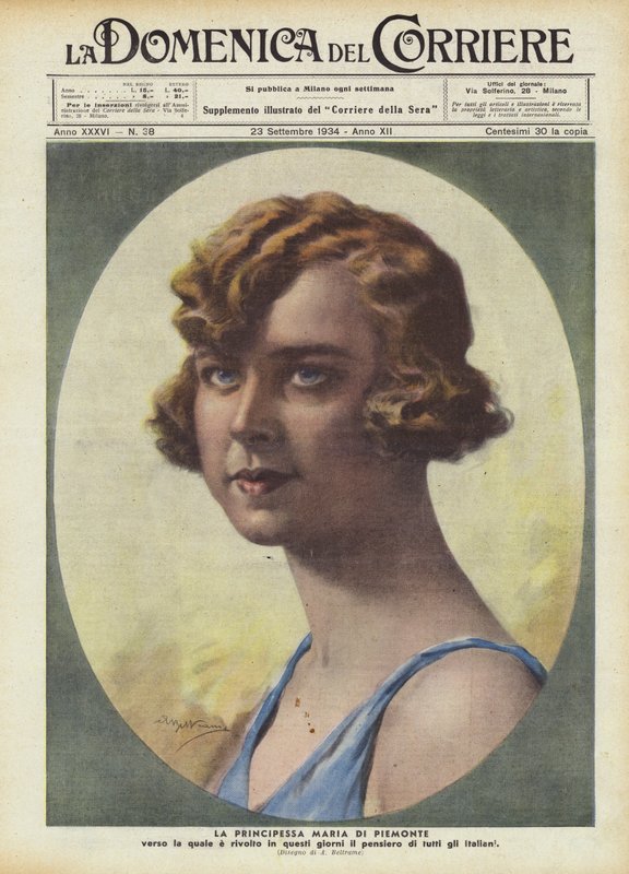 Bu günlerde tüm İtalyanların düşüncelerinin yöneldiği Prenses Maria di Piemonte by Achille Beltrame
