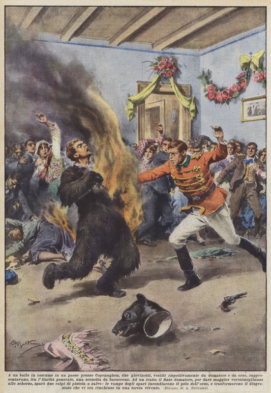 Kopenhag yakınlarındaki bir kasabada bir kostüm balosunda by Achille Beltrame