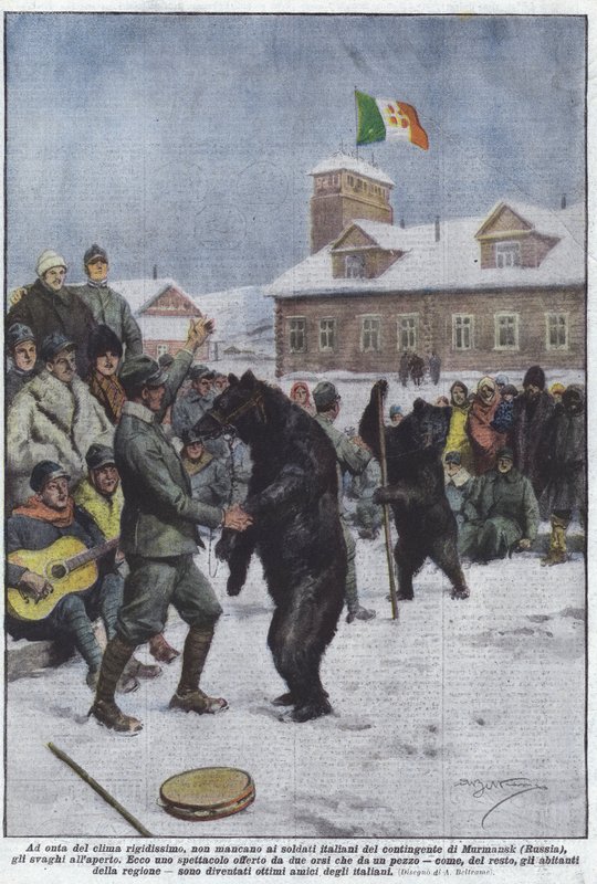 Son derece katı iklime rağmen, Murmansk birliğinden İtalyan askeri sıkıntısı yok mu? by Achille Beltrame