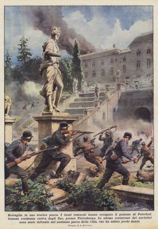 Tarihi bir parkta savaş by Achille Beltrame