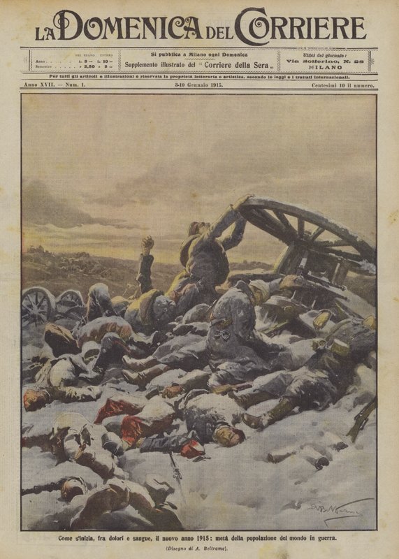 sinitia gibi, acı ve kan arasında, yeni yıl 1915, dünya nüfusunun yarısı savaşta by Achille Beltrame