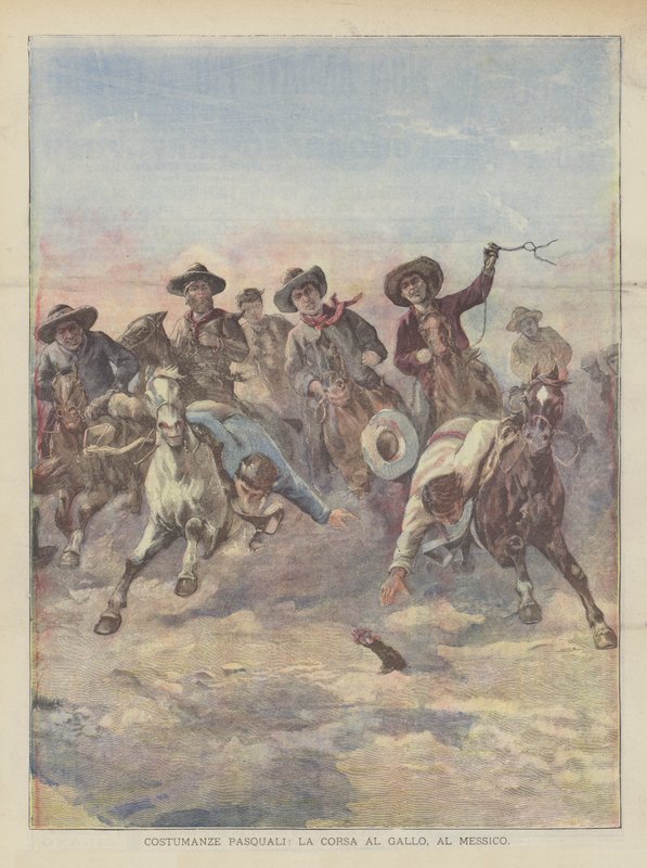 Paskalya Kostümleri, Horoz Yarışı, Meksika by Achille Beltrame