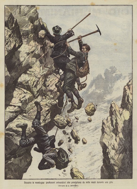 Dağlarda felaket, yolculuk sırasında bin metreden düşen üniversite hocaları by Achille Beltrame