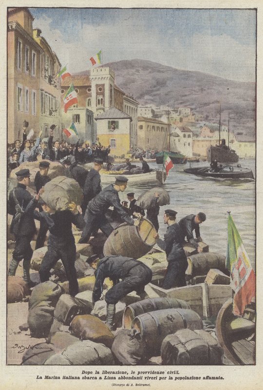 Kurtuluştan sonra, sivil ihtiyatlar by Achille Beltrame