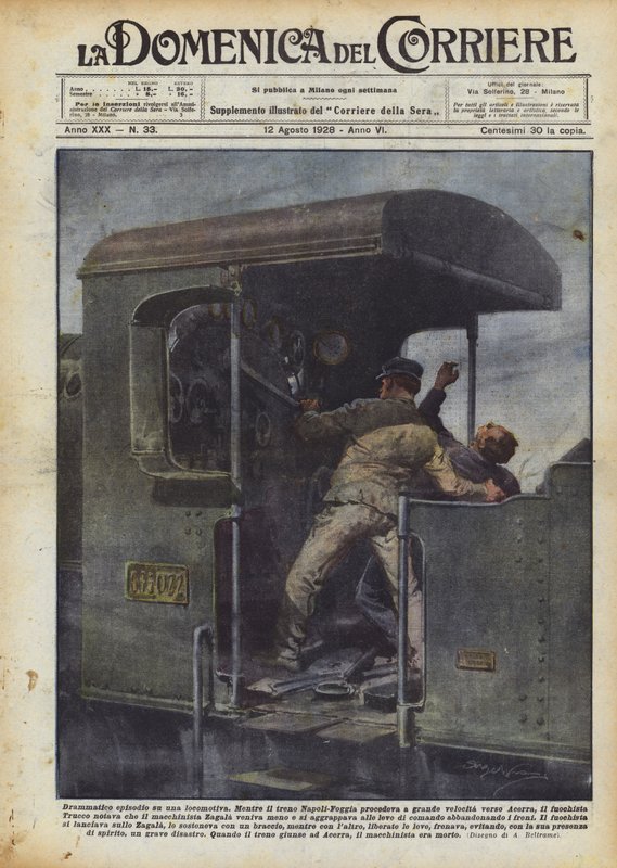 Bir lokomotif hakkında dramatik bölüm by Achille Beltrame