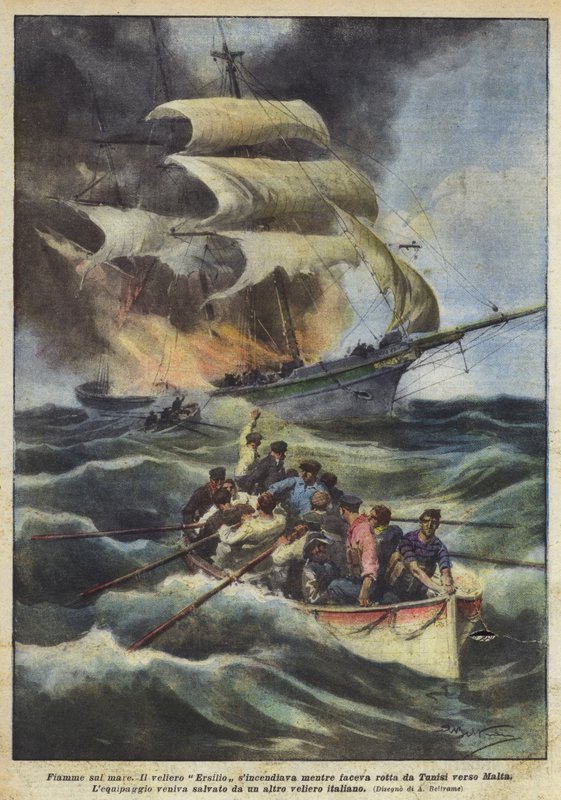 Denizdeki alevler by Achille Beltrame