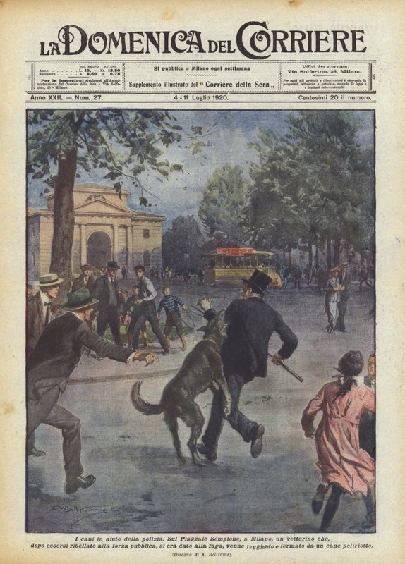 Köpekler polise yardım ediyor by Achille Beltrame