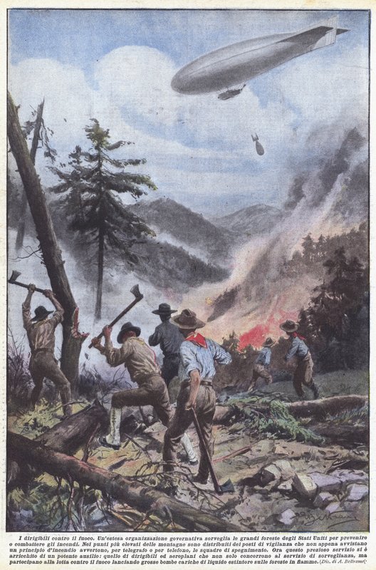 Yangına karşı hava gemileri by Achille Beltrame