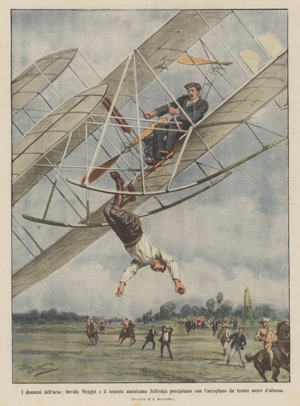Hava dramaları, Orville Wright ve Amerikan Teğmen Selfridge uçakla mı düştü? by Achille Beltrame