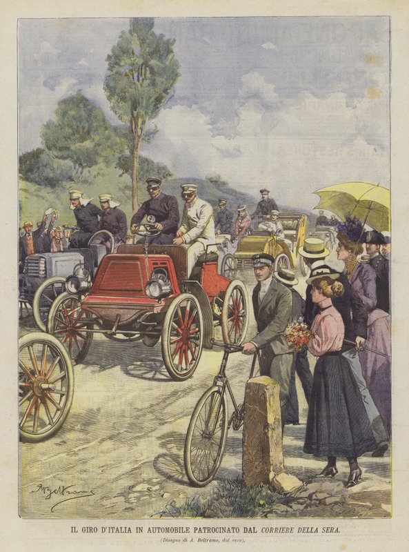 Corriere Della Sera sponsorluğunda araba ile Giro DItalia by Achille Beltrame