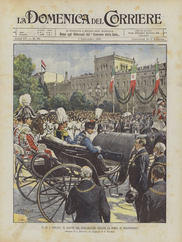 Berlin'de Kral, Brandenburg Kapısı Önünde Belediye Başkanı'nın Selamı by Achille Beltrame