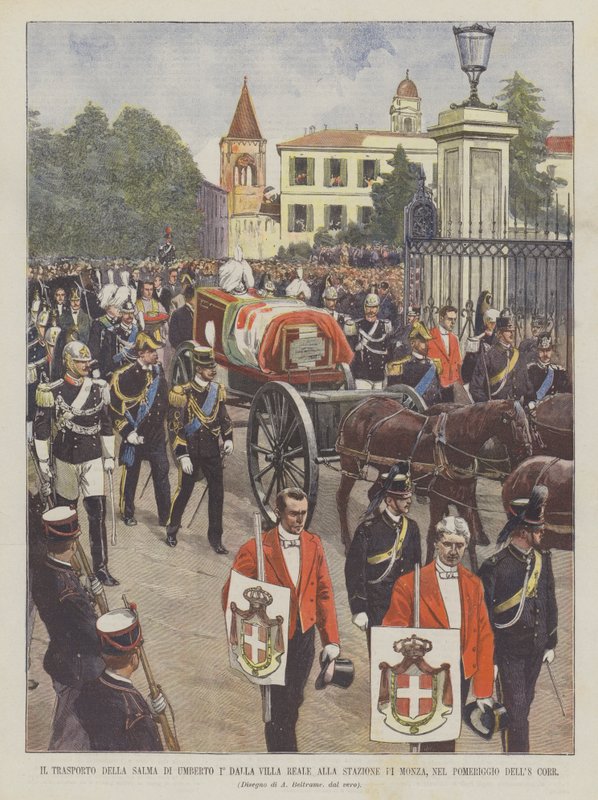 8 Corr Öğleden Sonra Umberto I ° Kraliyet Villasından Monza İstasyonuna Nakli by Achille Beltrame