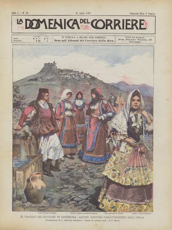 Egemenlerin Sardunya Yolculuğu, Adanın Bazı Karakteristik Kostümleri by Achille Beltrame