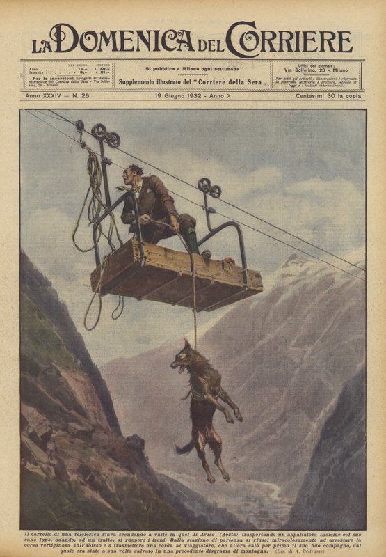 Avise (Aosta) teleferiğinde vadiye inen teleferiğin arabası mı taşıyordu? by Achille Beltrame